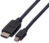 Cable, Mini Dp-Hdtv Plug, 1.5M, Black; Connector To Connector Roline - 58AC5072 - Newark, An Avnet Company