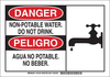 Brady B-302 Polyester Rectangle White Water Sanitation Sign - 14 in Width x 10 in Height - Laminated - Language English / Spanish - 125132 - 754473-72757 - R. S. Hughes Company, Inc.