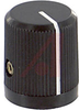 Knob; ABS; Round with Indication Line; Black; 1/4 in.; 0.500 in.; 0.625 in. - 70206946 - Allied Electronics, Inc.