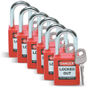 Brady Red Nylon Steel 6-pin Keyed & Safety Padlock 51339 - 1 1/2 in Width - 1 3/4 in Height - 1/4 in Shackle Diameter - 1 Key(s) Included - 754476-51339 - 754476-51339 - R. S. Hughes Company, Inc.