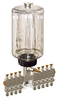 (Formerly B3193-5X09), Multiple Feed Manual Lubricator, 1/2 gal Polycarbonate Reservoir, 9 Feeds - B3193-06409B111GW - Oil-Rite Corp.