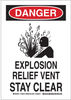 Brady B-302 Polyester Rectangle White Chemical, Biohazard, Hazardous & Flammable Material Sign - 7 in Width x 10 in Height - Laminated - TEXT: DANGER EXPLOSION RELIEF VENT STAY CLEAR - 126218 - 754473-74383 - R. S. Hughes Company, Inc.