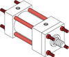 Series A Pneumatic Cylinder - Model A10 NFPA Style MX1 -- Tie-Rods Extended Both Ends - Image