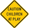 Brady B-555 Aluminum Diamond Yellow Pedestrian & Crosswalk Sign - 18 in Width x 18 in Height - TEXT: CAUTION CHILDREN AT PLAY - 124591 -- 754473-81036 - Image