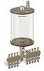 Levelux Clear View Multiple Feed Manual Lubricator, 1/2 gal Acrylic Reservoir, 9 Feeds, 1/4” OD Tube Outlets - B5178-064AB091W - Oil-Rite Corp.