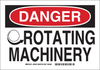 Brady B-120 Fiberglass Reinforced Polyester Rectangle White Machine & Equipment Sign - 14 in Width x 10 in Height - TEXT: DANGER ROTATING MACHINERY - 87670 - 754476-87670 - R. S. Hughes Company, Inc.