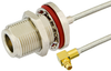 N Female Bulkhead to MMCX Plug Right Angle Semi-Flexible Precision Cable 6 Inch Length Using PE-SR405FL Coax, LF Solder, RoHS - PE39450-6 - Pasternack