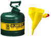 Justrite Green Steel 2 gal Safety Can - 13 3/4 in Height - 9 1/2 in Overall Diameter - 697841-14006 - 697841-14006 - R. S. Hughes Company, Inc.