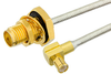 SMA Female Bulkhead to MCX Plug Right Angle Semi-Flexible Precision Cable 6 Inch Length Using PE-SR405FL Coax, RoHS - PE39421-6 - Pasternack