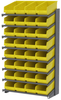 Akro-Mils APRS 900 lb Yellow Gray Powder Coated Steel 16 ga Single Sided Fixed Rack - 36 3/4 in Overall Length - 32 Bins - Bins Included - APRS18088 YELLOW - APRS18088 YELLOW - R. S. Hughes Company, Inc.
