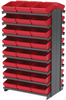Akro-Mils 800 lb Red Gray Powder Coated Steel 16 ga Double Sided Fixed Rack - 36 3/4 in Overall Length - 48 Bins - Bins Included - APRD112 RED - APRD112 RED - R. S. Hughes Company, Inc.