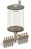 Levelux Clear View Multiple Feed Manual Lubricator, 1/2 gal Pyrex Reservoir, 10 Feeds, 1/4” OD Tube Outlets - B5178-064PB101W - Oil-Rite Corp.