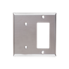 2-Gang 1 Decorative and 1 Blank Combination Wall Plates, Stainless Steel Standard Size Polished Finish - 53SBS - Suzhou Ele Mfg Co., Ltd.