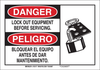 Brady B-401 Polystyrene Rectangle White Lockout / Tagout Sign - 14 in Width x 10 in Height - Language English / Spanish - 125119 - 754473-72742 - R. S. Hughes Company, Inc.