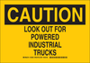 Brady B-302 Polyester Rectangle Truck & Forklift Warehouse Traffic Sign - 10 in Width x 7 in Height - Laminated - TEXT: LOOK OUT FOR POWERED INDUSTRIAL TRUCKS - 129503 - 754473-78573 - R. S. Hughes Company, Inc.
