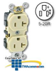 Leviton Side Wired 20 Amp Duplex Receptacle - Industrial.. -- 5342 - Image