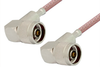 N Male Right Angle to N Male Right Angle Cable 12 Inch Length Using RG142 Coax, RoHS - PE3693LF-12 - Pasternack