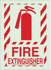 Brady Bradyglo B-324 Polyester Green Fire Equipment Sign - 10 in Width x 14 in Height - Glow in the Dark - TEXT: FIRE EXTINGUISHER - 78260 - 754476-78260 - R. S. Hughes Company, Inc.