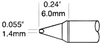 OKi STTC-138P, 30° Chisel Solder Tip 1.5 mm x 6 mm - STTC-138P - Ellsworth Adhesives