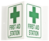Brady Acrylic V Shape White First Aid Sign - 9 in Width x 6 in Height - TEXT: FIRST AID STATION - 49382 -- 754476-49382 - Image