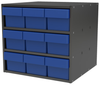 Akro-Mils Akrodrawers 60 lb Charcoal Gray Powder Coated, Textured Stackable Super Modular Cabinet - 17 in Overall Length - 18 in Width - 16 1/2 in Height - 9 Drawer - Non-Lockable - AD1817C68 BLUE - AD1817C68 BLUE - R. S. Hughes Company, Inc.
