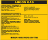Brady B-928 Black on Yellow Rectangle Vinyl Hazardous Material Label - 4 1/2 in Width - 3 3/4 in Height - Printed Text = ARGON GAS - 93492 -- 754476-93492