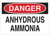 Brady B-401 Polystyrene Rectangle White Chemical, Biohazard, Hazardous & Flammable Material Sign - 10 in Width x 7 in Height - TEXT: DANGER ANHYDROUS AMMONIA - 22301 - 754476-22301 - R. S. Hughes Company, Inc.