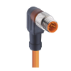 M8 Standard Sensor/Actuator Single-Ended Cordset: Male, angled, 4-pin, A-coded, translucent body, 30 V AC/DC, 4 A; PVC orange cable, 4-wires, 0.25 mm² - RSMWV 4-07 - Belden Inc.