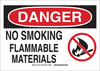 Brady B-120 Fiberglass Reinforced Polyester Rectangle White Chemical, Biohazard, Hazardous & Flammable Material Sign - 14 in Width x 10 in Height - TEXT: DANGER NO SMOKING FLAMMABLE MATERIALS - 131786 - 754473-82456 - R. S. Hughes Company, Inc.