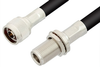 N Male to N Female Bulkhead Cable 60 Inch Length Using RG8 Coax, RoHS - PE3966LF-60 - Pasternack