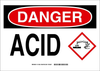 Brady B-302 Polyester Rectangle White Chemical, Biohazard, Hazardous & Flammable Material Sign - 14 in Width x 10 in Height - Laminated - TEXT: ACID - 131824 - 754473-82546 - R. S. Hughes Company, Inc.