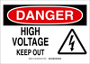 Brady B-302 Polyester Rectangle White Electrical Safety Sign - 14 in Width x 10 in Height - Laminated - TEXT: DANGER HIGH VOLTAGE KEEP OUT - 131659 - 754473-81980 - R. S. Hughes Company, Inc.