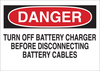 Brady B-401 Polystyrene Rectangle White Battery Changing Area & Battery Room Sign - 10 in Width x 7 in Height - 59380 - 754476-59380 - R. S. Hughes Company, Inc.