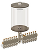 Clear View Multiple Feed Manual Lubricator, 1/2 gal Pyrex Reservoir, 14 Feeds, 1/8