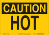Brady B-120 Fiberglass Reinforced Polyester Rectangle Yellow Machine & Equipment Sign - 10 in Width x 7 in Height - TEXT: CAUTION HOT - 122874 - 754473-71838 - R. S. Hughes Company, Inc.