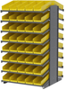 Akro-Mils 1800 lb Yellow Gray Powder Coated Steel 16 ga Double Sided Fixed Rack - 36 3/4 in Overall Length - 84 Bins - Bins Included - APRD18138 YELLOW - APRD18138 YELLOW - R. S. Hughes Company, Inc.