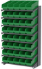 Akro-Mils APRS 900 lb Green Gray Powder Coated Steel 16 ga Single Sided Fixed Rack - 36 3/4 in Overall Length - 40 Bins - Bins Included - APRS18098 GREEN - APRS18098 GREEN - R. S. Hughes Company, Inc.