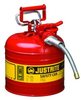 Justrite Accuflow Red Steel 2 gal Safety Can - 13 1/4 in Height - 9 1/2 in Overall Diameter - 697841-14046 - 697841-14046 - R. S. Hughes Company, Inc.