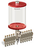 Red Color Key, Clear View Multiple Feed Electro Lubricator, 1/2 gal Acrylic Reservoir, 11 Feeds, 1/4” OD Tube Outlets, 24VDC - B5162-064AB11024D1RW - Oil-Rite Corp.