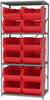 Akro-Mils Akrobin 6500 lb Adjustable Red Gray Powder Coated Steel 22 ga Open Adjustable Fixed Shelving System - 12 Bins - 6500 lb Total Capacity - AS2479288 RED - AS2479288 RED - R. S. Hughes Company, Inc.