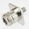 4 Hole Flange SMA Female (Jack) to N Female (Jack) Adapter, Passivated Stainless Steel Body, 1.25 VSWR -- SM4224 - Image