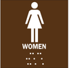 Brady B-81 Plastic Square Brown Restroom Sign - 8 in Width x 8 in Height - TEXT: WOMEN - 70127 - 754476-70127 - R. S. Hughes Company, Inc.