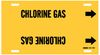 Brady B-915 Black on Yellow Plastic Strap-On Pipe Marker - 2 1/2 in Character Height - Printed Msg = CHLORINE GAS with Right Arrow - 4026-G - 754476-40392 - R. S. Hughes Company, Inc.