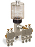 (Formerly B3193-2X04), Multiple Feed Manual Lubricator, 9 oz Polycarbonate Reservoir, 5 Feeds - B3193-00905B111GW - Oil-Rite Corp.