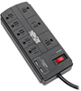 8-Outlet Surge Protector with 2 USB Ports (2.1A Shared) - 8 ft. Cord, 1200 Joules, Black -- TLP88USBB - Image
