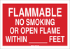 Brady B-302 Polyester Rectangle Red Smoking Not Permitted Sign - 10 in Width x 14 in Height - Laminated - TEXT: FLAMMABLE NO SMOKING OR OPEN FLAME WITHIN __ FEET - 88413 - 754476-88413 - R. S. Hughes Company, Inc.