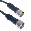 MCV, M23, Cordset, 12 Pole, Male Straight / Female Straight, 2M, 4A, PUR, Black - MCVP-12MFP-2M - Mencom Corporation