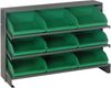 Sloped Bench Rack, 3Shelves, 9Bins, Grn; Shelving Unit Type Quantum Storage - 44AC6445 - Newark, An Avnet Company