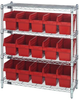 Open Wire Shelving, 4Shelves, 15Bin, Red; Shelving Unit Type Quantum Storage - 44AC8119 - Newark, An Avnet Company