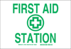 Brady B-120 Rectangle White First Aid Sign - 14 in Width x 10 in Height - TEXT: FIRST AID STATION - 73677 - 754473-73677 - R. S. Hughes Company, Inc.